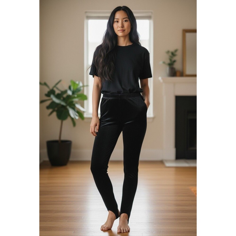 Vintage Jason Mxwell Velour Stirrup Stretch Pants Black Size M